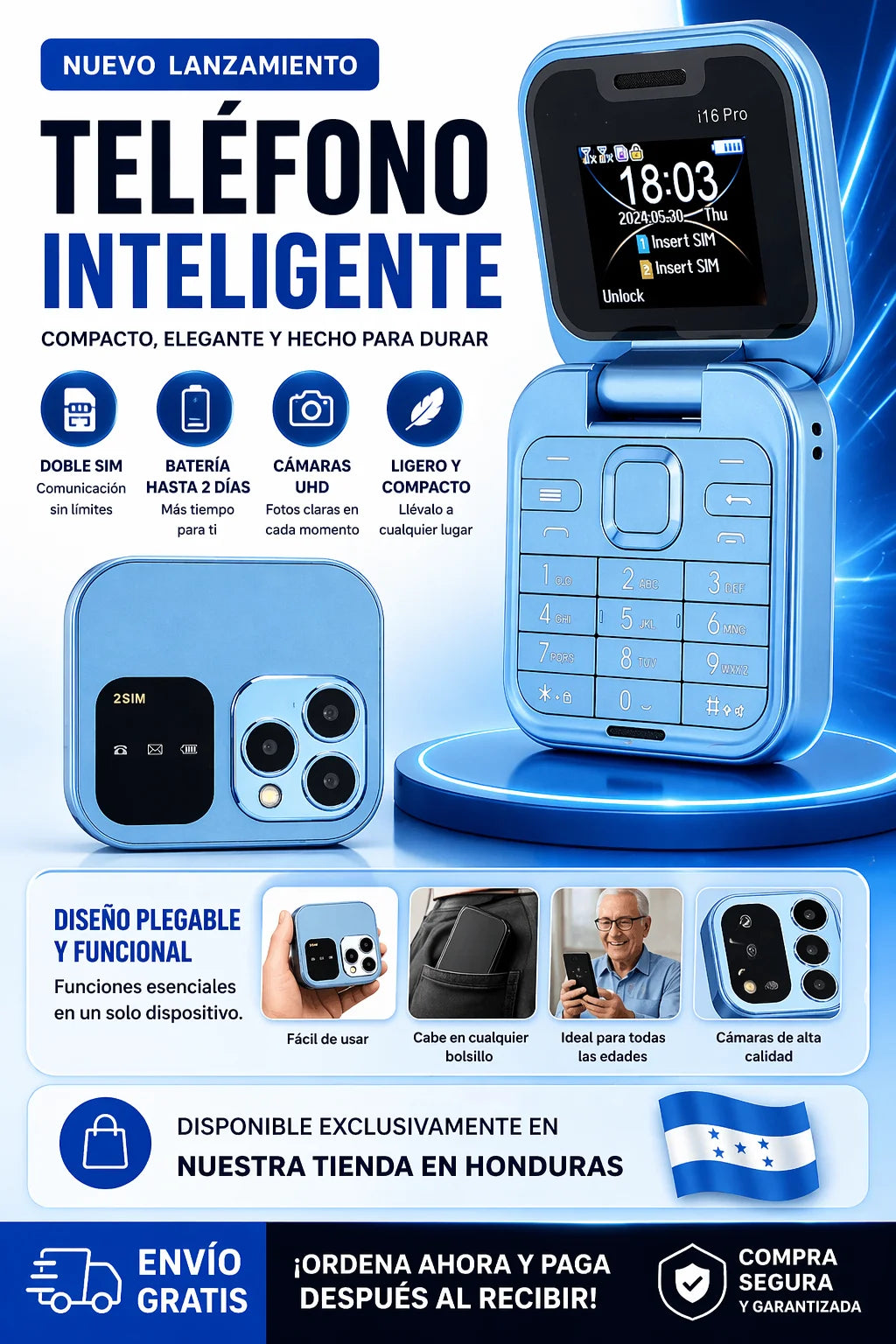 teléfono inteligente i16 pro-flip