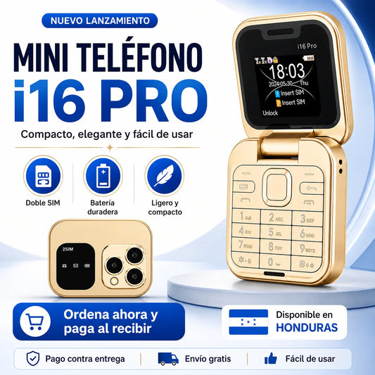 Mini Teléfono i16 Pro Flip Doble SIM